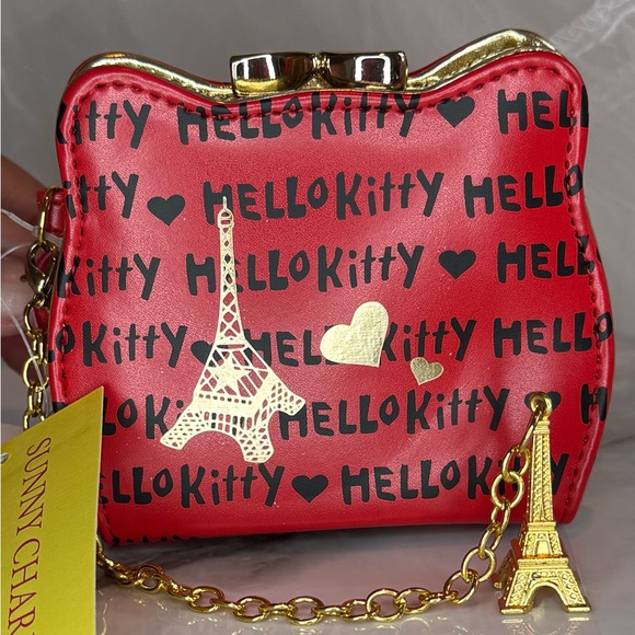 ❤️🤍💙 Hello Kitty Kiss Lock Coin Purse Eiffel Tower 2024 Summer Olympics Souvenir